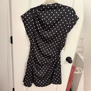 SHEIN Black and White Asymmetrical Polka Dot Mini Dress